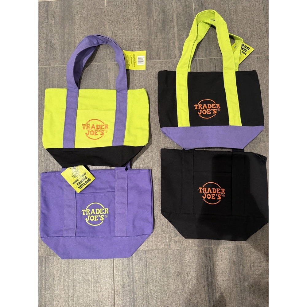 Trader Joes Lot Of 4 Halloween 2026 Mini Tote Canvas Bags